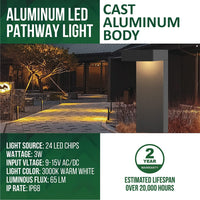 ALP19 4-Pack 3W 3000K Warm White Integrated LED Landscape Pathway Light Package, 12V Low Voltage Modern Path Lights