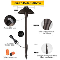ALPCC06 6-Pack 5W 3CCT LED Landscape Pathway Light Package, 12V Low Voltage Modern Path Lights