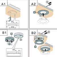 CB07 Round LED Dimmable Cast Aluminum Recessed Cabinet Light Down Lighting Fixture.