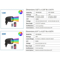 CDR12 12W Smart WIFI RGBW Narrow Beam Directional Landscape Garden Spotlight.