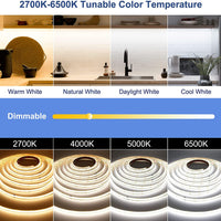 SLD07 Dotless Linear LED Tunable CCT (2700K-6500K) 4.5W/ft for 10mm COB Strip Lights Low Voltage DC24V Tape Light