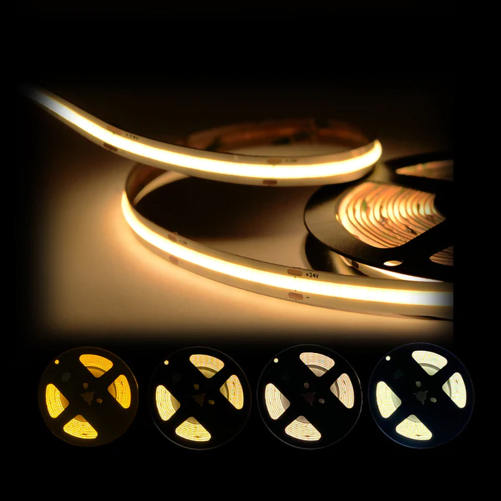 Luces de tira LED lineales sin puntos Luz de cinta FCOB DC12V de bajo voltaje