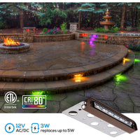 ELA12 8-Pack 12 Inch 5W RGB LED Retaining Wall Lights, Hardscape Color Changing 12V Low Voltage Landscape Lights