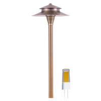 PLB04 4x/8x/12x Package Two Tier Brass LED Pagoda 12V Low Voltage Pathway Light 3W 2700K Bulb