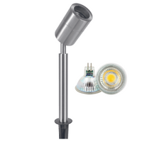 SPS02 4x/8x/12x Package 12V Low Voltage LED Stainless Steel Spotlight Adjustable Up Lighting Fixtures with 5W 3000K Bulb