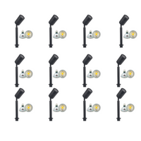 SPS02 4x/8x/12x Package 12V Low Voltage LED Stainless Steel Spotlight Adjustable Up Lighting Fixtures with 5W 3000K Bulb