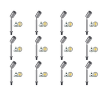 SPS02 4x/8x/12x Package 12V Low Voltage LED Stainless Steel Spotlight Adjustable Up Lighting Fixtures with 5W 3000K Bulb