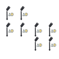 SPS02 4x/8x/12x Package 12V Low Voltage LED Stainless Steel Spotlight Adjustable Up Lighting Fixtures with 5W 3000K Bulb