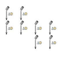 SPS02 4x/8x/12x Package 12V Low Voltage LED Stainless Steel Spotlight Adjustable Up Lighting Fixtures with 5W 3000K Bulb