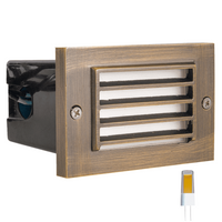 STB02 4x/8x/12x Package Louver Horizontal Waterproof LED Brass Brick Lights Edge Step Lighting 12V Low Voltage 3W 2700K Bulb