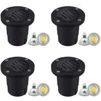 UNA06 4x/8x/12x Package Cast Aluminum 12V Low Voltage Round Grill LED In-ground Well Light IP65 Waterproof with 5W 3000K Bulb