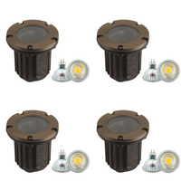 UNB04 4x/8x/12x Package Cast Brass 12V Low Voltage Round LED In-Ground Well Light IP65 Waterproof with 5W 3000K Bulb
