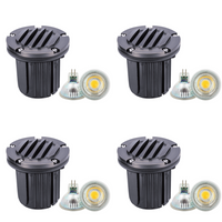 UNB06 4x/8x/12x Package Cast Brass 12V Low Voltage Round Grill LED In-Ground Well Light IP65 Waterproof with 5W 3000K Bulb
