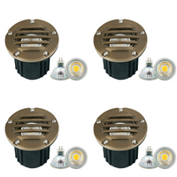 UNB06 4x/8x/12x Package Cast Brass 12V Low Voltage Round Grill LED In-Ground Well Light IP65 Waterproof with 5W 3000K Bulb