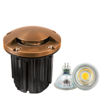 UNB09 4x/8x/12x Package Cast Brass Round Mono-Directional 12V Low Voltage LED In-ground Light with 5W 3000K Bulb