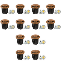 UNB09 4x/8x/12x Package Cast Brass Round Mono-Directional 12V Low Voltage LED In-ground Light with 5W 3000K Bulb