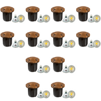 UNB10 4x/8x/12x Package Cast Brass Round Bi-Directional 12V Low Voltage LED In-ground Well Light with 5W 3000K Bulb