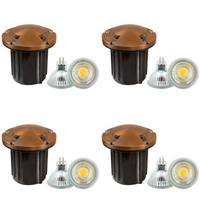UNB10 4x/8x/12x Package Cast Brass Round Bi-Directional 12V Low Voltage LED In-ground Well Light with 5W 3000K Bulb