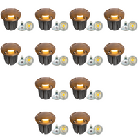 UNB11 4x/8x/12x Package Cast Brass Round Tri-Directional 12V Low Voltage LED In-ground Light with 5W 3000K Bulb