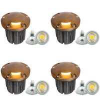 UNB11 4x/8x/12x Package Cast Brass Round Tri-Directional 12V Low Voltage LED In-ground Light with 5W 3000K Bulb