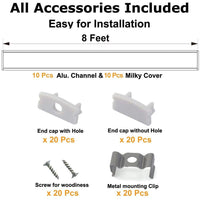 AP46M Rectangular Rail Aluminum Channel 10 Pack LED Strip Light Cover End Caps - Kings Outdoor Lighting