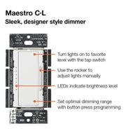 Lutron Maestro C.L Digital Dimmer Multi-Location Switch Kit, White.