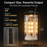 3W G4 RGBCW 2700K-5000K Smart Bluetooth 12V Low Voltage LED Light Bulbs Package with Remote Dimmable Energy Saving