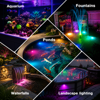 ULBA05 Aluminum Underwater Landscape 12-24V AC/DC 3W RGB+Warm White Integrated Color-changing Fountain Light Pond Lighting IP68 with Remote Control and Transformer Included