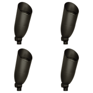 SPB13 4x/8x/12x Package 3W-12W Adjustable Integrated LED 12V Low Voltage Outdoor Landscape Lighting Bullet Style Brass Spotlight - Dark Brass / 4 Pack