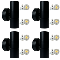 Outdoor Landscape Lighting LED 12V Low Voltage SCS06 4x/8x/12x Package LED Stainless Steel Cylinder Up Down Light 2 Directional Sconce Lighting with 12V Low Voltage 5W 3000K Bulb Black 4 Pack