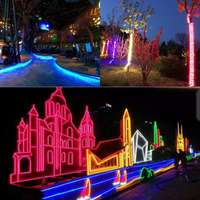 SLN11 Dotless Neon LED Strip Light 360° 120V IP67 Outdoor Rated Dimmable High Voltage Slim 16x16mm Silicone Strip Light with Holder, IR Remote, and Adapter with Power Supply