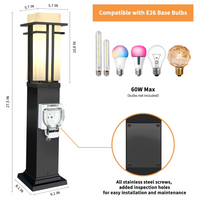 CPLA09 Outdoor Aluminum Post Mounted Lantern Light with 27.5