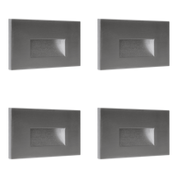 Outdoor Landscape Lighting LED 12V Low Voltage STA08 4x/8x/12x Package 3.5W 12V Low Voltage 3CCT Rectangular Waterproof Horizontal LED Aluminum Stair Step Light Fixture Silver 4 Pack