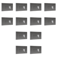 Outdoor Landscape Lighting LED 12V Low Voltage STA08 4x/8x/12x Package 3.5W 12V Low Voltage 3CCT Rectangular Waterproof Horizontal LED Aluminum Stair Step Light Fixture Silver 12 Pack