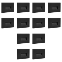 Outdoor Landscape Lighting LED 12V Low Voltage STA08 4x/8x/12x Package 3.5W 12V Low Voltage 3CCT Rectangular Waterproof Horizontal LED Aluminum Stair Step Light Fixture Black 12 Pack