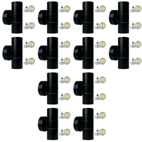 Outdoor Landscape Lighting LED 12V Low Voltage SCS06 4x/8x/12x Package LED Stainless Steel Cylinder Up Down Light 2 Directional Sconce Lighting with 12V Low Voltage 5W 3000K Bulb Black 12 Pack