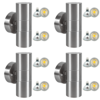 Outdoor Landscape Lighting LED 12V Low Voltage SCS06 4x/8x/12x Package LED Stainless Steel Cylinder Up Down Light 2 Directional Sconce Lighting with 12V Low Voltage 5W 3000K Bulb Stainless Steel 4 Pack