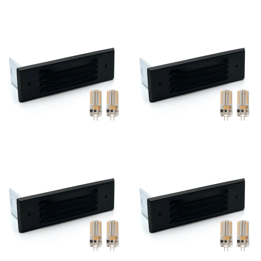 STBP03 Tulay Black Louvered Brass Step Light 4x/8x/12x G4 2W Dimmable 2700K Package Low Voltage Outdoor Lighting