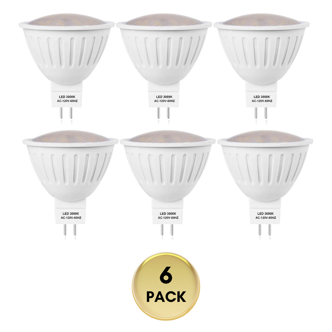 6-Pack MR16 5W 120V GU5.3 LED Bulbs Dimmable Energy Saving Light 120 Degree Beam Angle Line Voltage