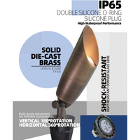 SPBA19 MR16 Natural Brass Spotlight Package 12V AC/DC Low Voltage Outdoor Lighting with 5W 2700K Warm White Bulb