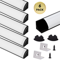 AC08 V-Shaped Corner Aluminum Channel 3.3FT/1M For Max 10mm Width LED Strip Lights Pack of 6/10/20