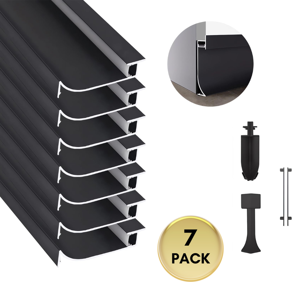 AC14 Skirting Board Black Aluminum Channel with White Frosted Plastic Cover 3.3FT/1M For Max Inner 10.7mm Width LED Strip Lights Pack of 7/10/20