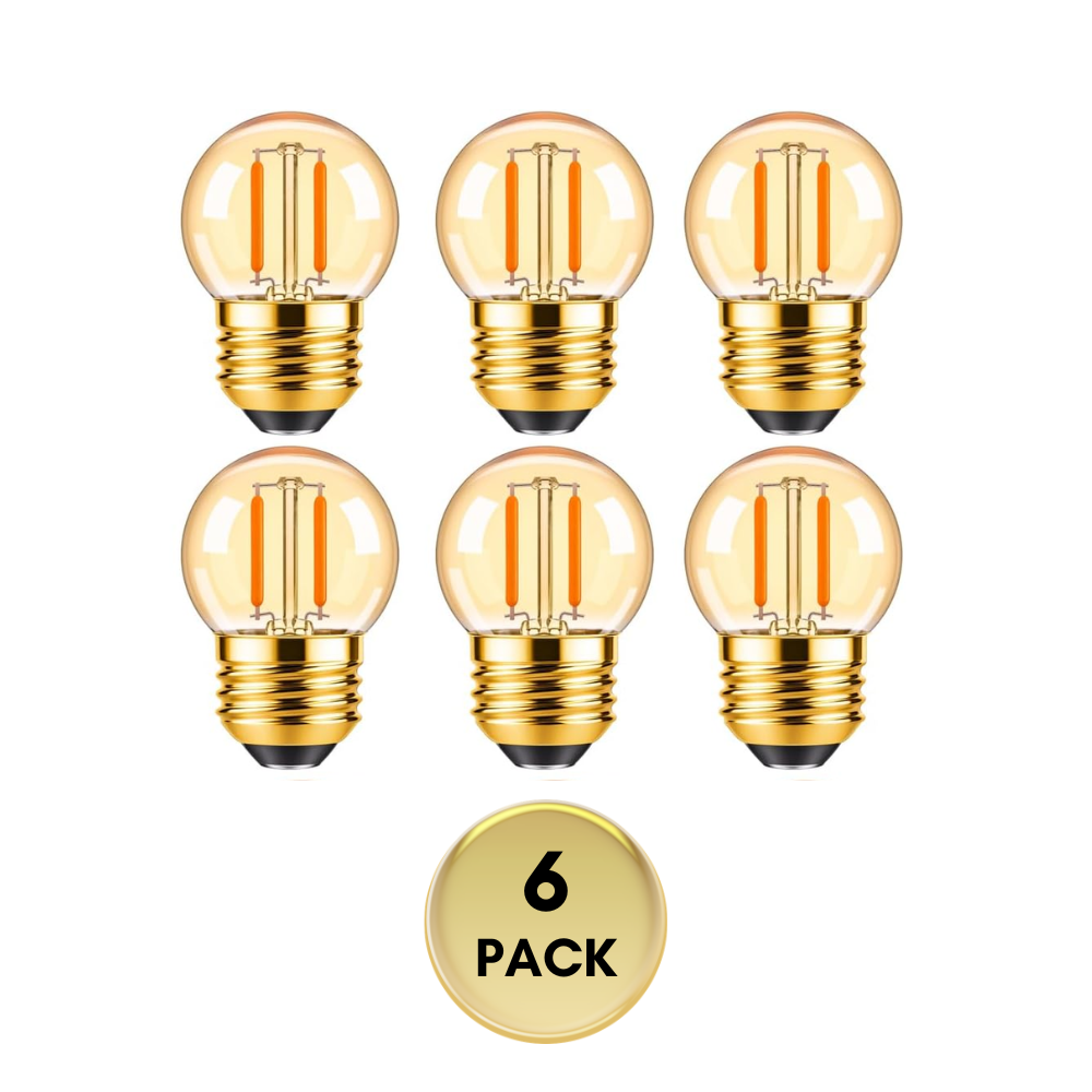 Outdoor Landscape Lighting LED 12V Low Voltage E26 1W 100LM 12V-24V 2200K Amber AC/DC LED Filament Edison 6-Pack Bulbs Package Energy Saving Low Voltage Light Bulb