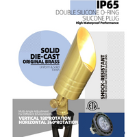 SPBA18 MR16 Golden Brass Spotlight Package 12V AC/DC Low Voltage Outdoor Lighting with 5W 2700K Warm White Bulb