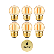 E26 1W 100LM 12V-24V 2200K Amber AC/DC LED Filament Edison 6-Pack Bulbs Package Energy Saving Low Voltage Light Bulb
