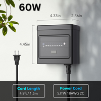 TSPA 60/120/200/300W AC 12V Outputs, Low Voltage Outdoor Plastic Transformer with Photocell and Countdown Timer