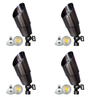 SPB01 4x/8x/12x Package 12V Low Voltage Directional Brass Spotlight Outdoor Landscape Lighting with MR16 5W 3000K Bulb - Natural Brass / 4 Pack