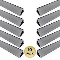 Outdoor Landscape Lighting LED 12V Low Voltage AP59 8 ft Aluminum Channel Corner Mount .63″ (W) x .73″ (H) for LED Strip Lights | 10 Pack Black