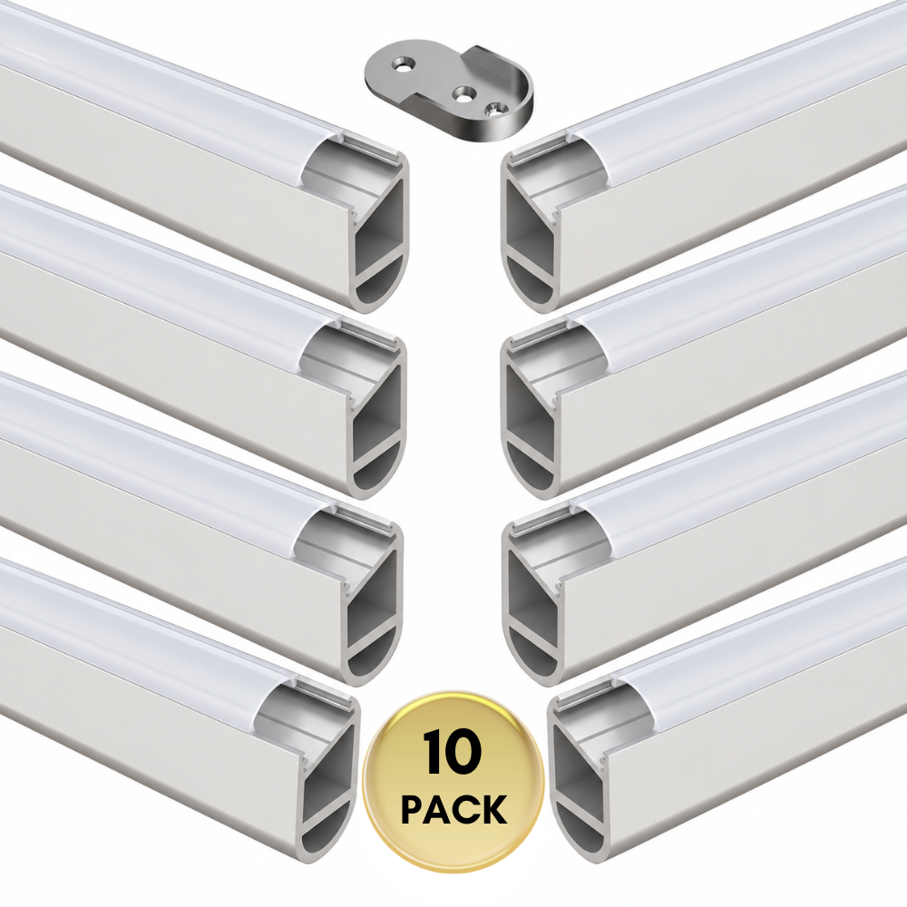 Paquete de 10 rieles colgantes de armario ovalados de aluminio AP16F Accesorio de barra de armario con luz LED