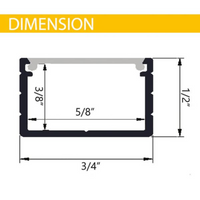 BN269 Rectangular 8 ft Aluminum Channel 10 Pack LED Strip Light Cover End Caps